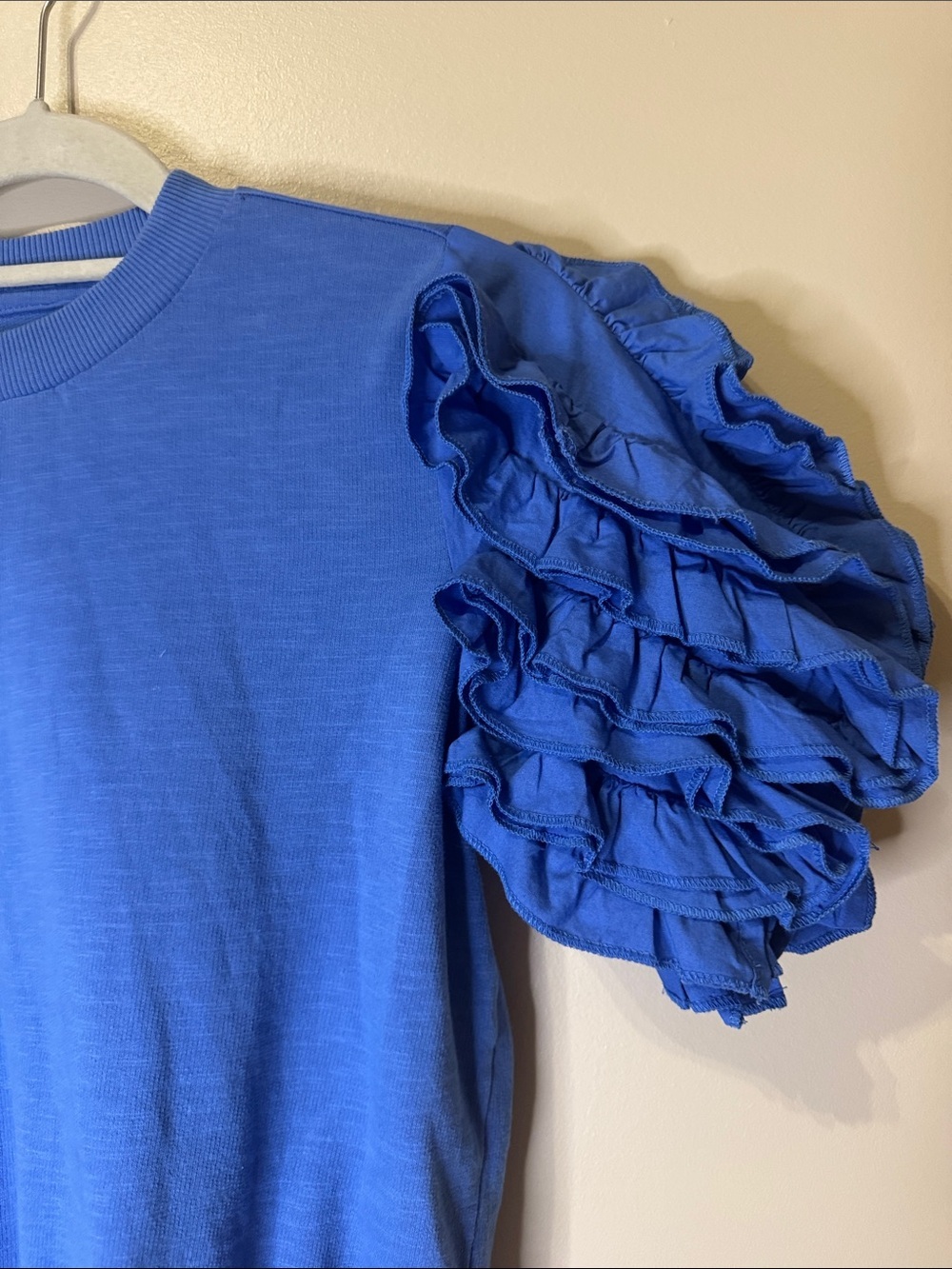 Maeve Ruffle Puff-Sleeve Tee | XSmall | Blue - Picture 5 of 9